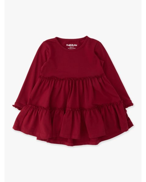 Dark Cherry Knit Ruffle Tiered Tunic