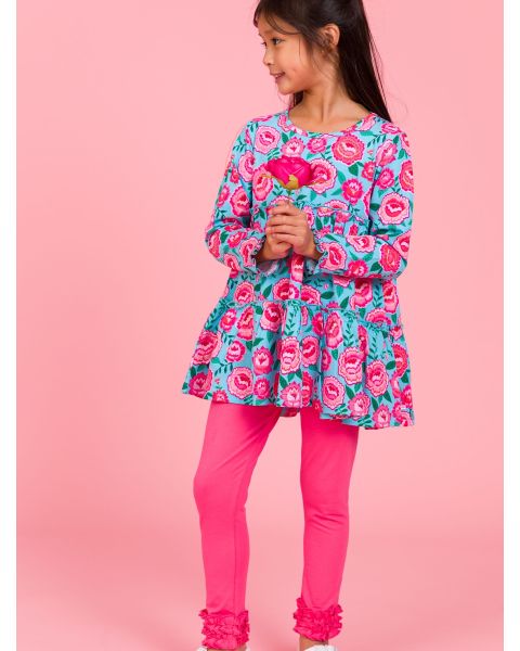 Bright Blossoms Knit Ruffle Tiered Tunic