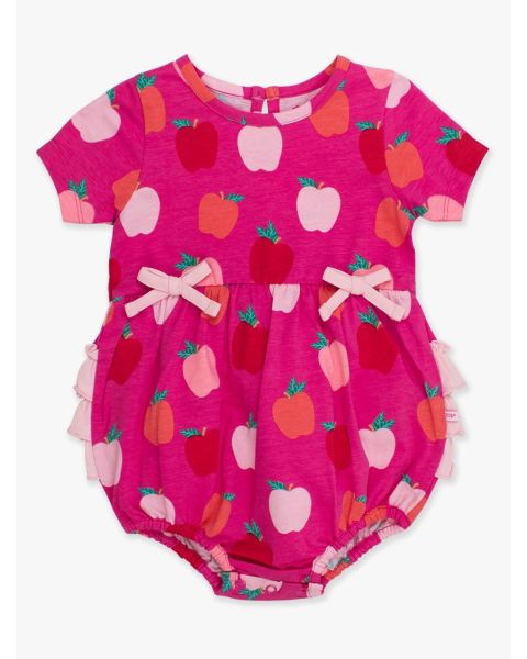 Apple of My Eye Knit Short Sleeve Bow Bubble Romper