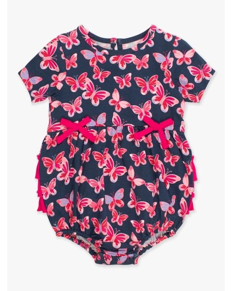 Butterfly Bliss Knit Short Sleeve Bow Bubble Romper