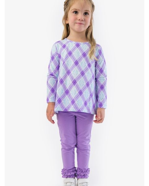 Wisteria Purple Ruffle Leggings, with Signature Rear Ruffles