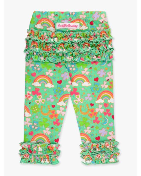 Green Lucky Day Ruffle Leggings, with Signature Rear Ruffles