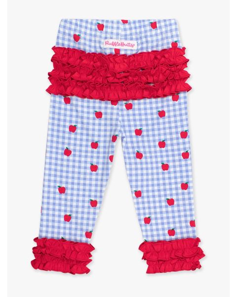 Apple Orchard Gingham Ruffle Leggings, with Signature Rear Ruffles