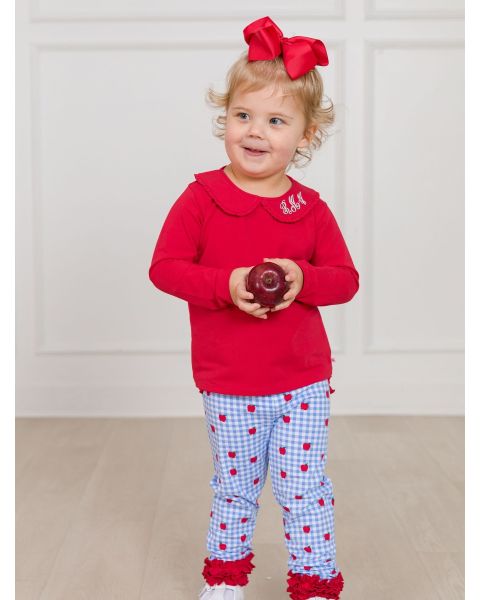 Apple Orchard Gingham Ruffle Leggings, with Signature Rear Ruffles