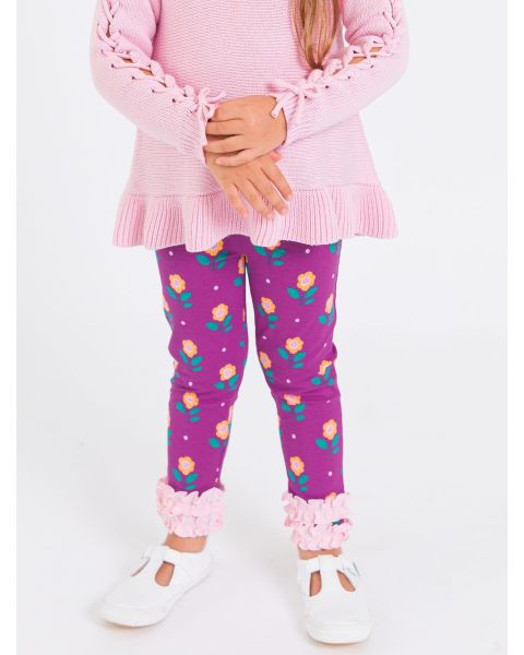 Sunflower Meadow Ruffle Leggings, with Signature Rear Ruffles