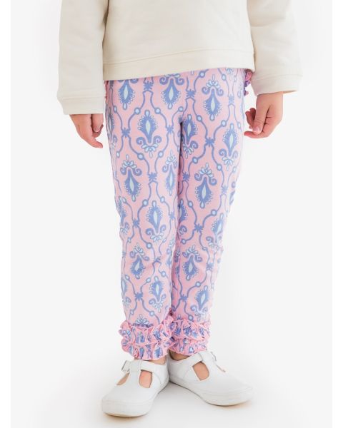 Pink Fairytale Jewels Ruffle Leggings, with Signature Rear Ruffles