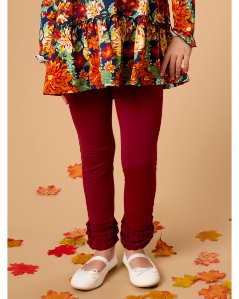 Dark Cherry Ruffle Leggings