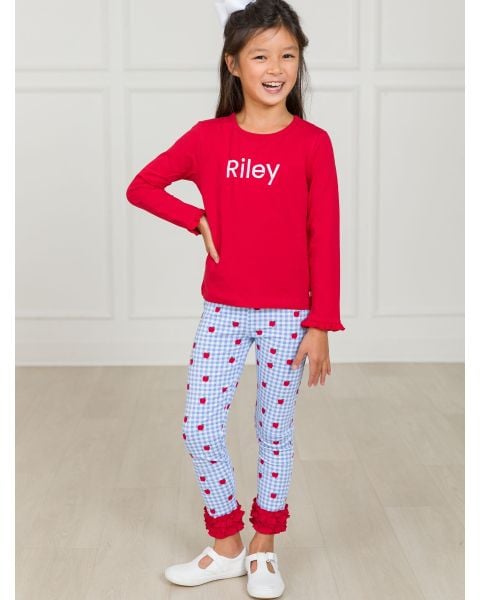 Apple Orchard Gingham Ruffle Leggings