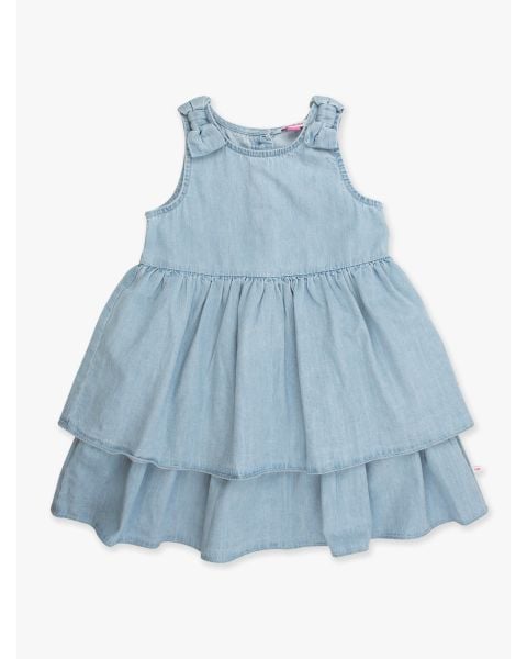 Light Wash Woven Bow Jumper Dress
