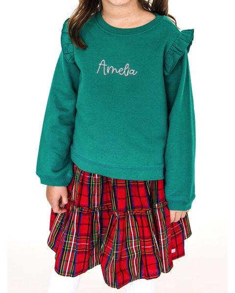 Red Nicholas Plaid Smocked Twirl Skirt