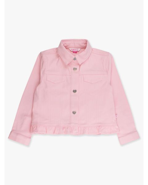 Pink Stretch Denim Ruffle Jacket