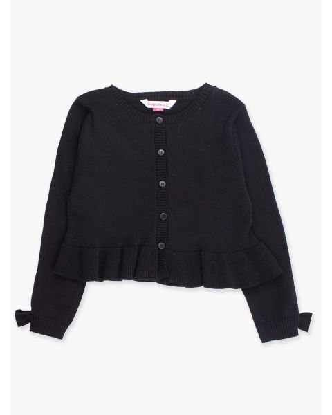 Black Sweater Knit Peplum Cardigan