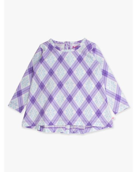 Purple Enchanted Argyle Knit Long Sleeve Bow Back Top