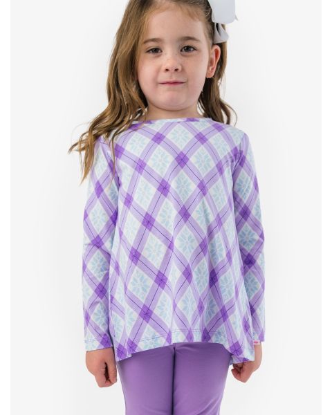 Purple Enchanted Argyle Knit Long Sleeve Bow Back Top