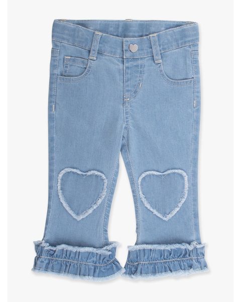 Light Wash Heart Applique Crop Flare Jeans