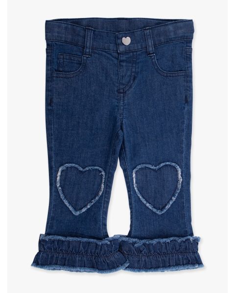 Medium Wash Heart Applique Crop Flare Jeans