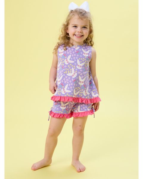 Purple Sunny Bunnies Knit Swing Top and Short Set