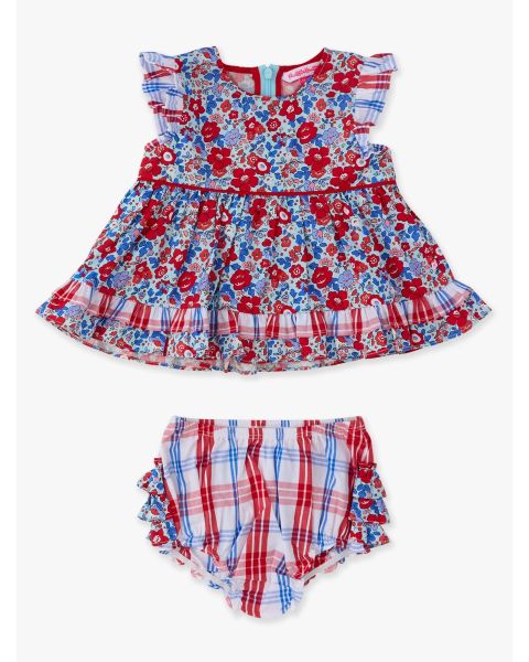 Freedom Floral Woven Ruffle Sleeve Swing Top & Bloomer Set