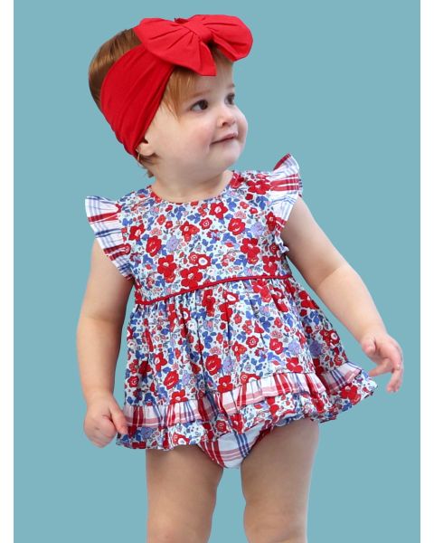 Freedom Floral Woven Ruffle Sleeve Swing Top & Bloomer Set