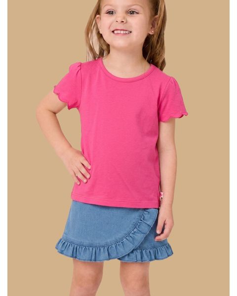 Light Wash Stretch Denim Ruffle Skort