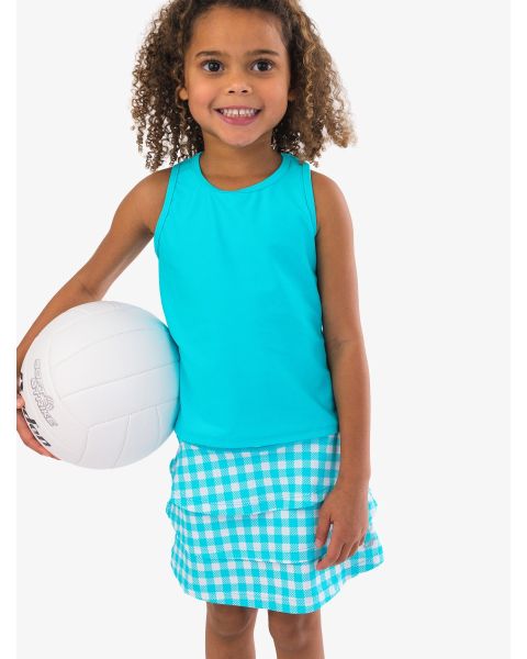 Bright Aqua Gingham Active Skort
