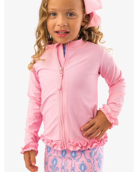 Pink Active Full Zip Ruffle Jacket