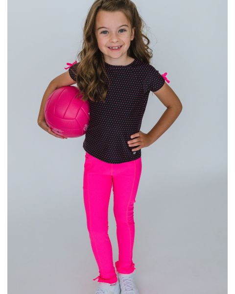 Neon Magenta Active Pocket Ruffle Legging