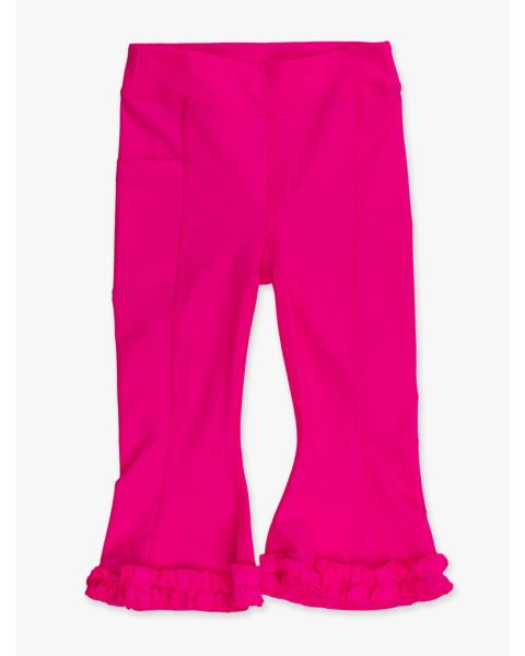 Neon Magenta Active Flared Ruffle Hem Pants