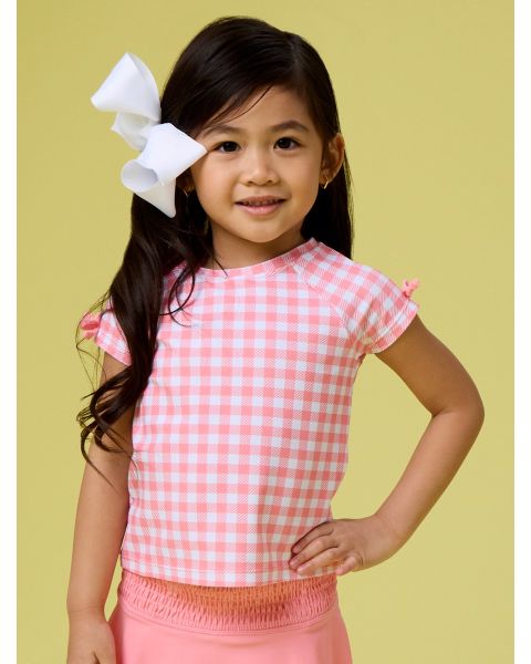 Bubblegum Pink Gingham Active Raglan Bow Shirt
