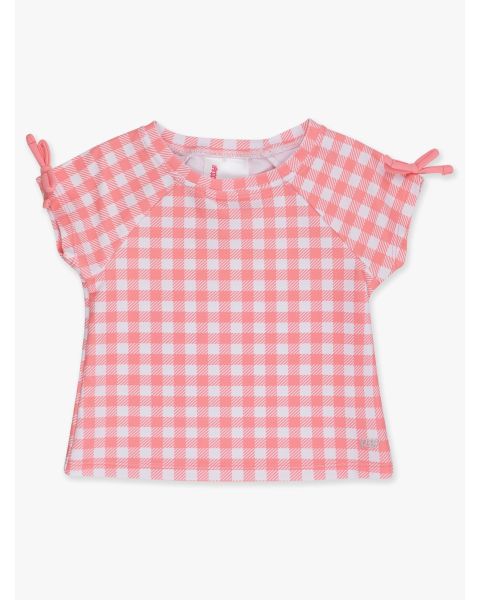 Bubblegum Pink Gingham Active Raglan Bow Shirt