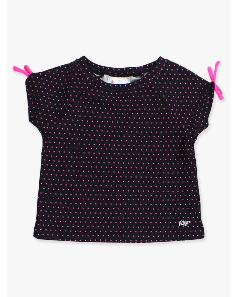 Black & Neon Magenta Tiny Dots Active Raglan Bow Shirt