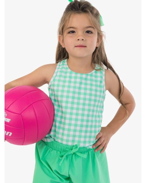 Spring Green Gingham Active Tank Top