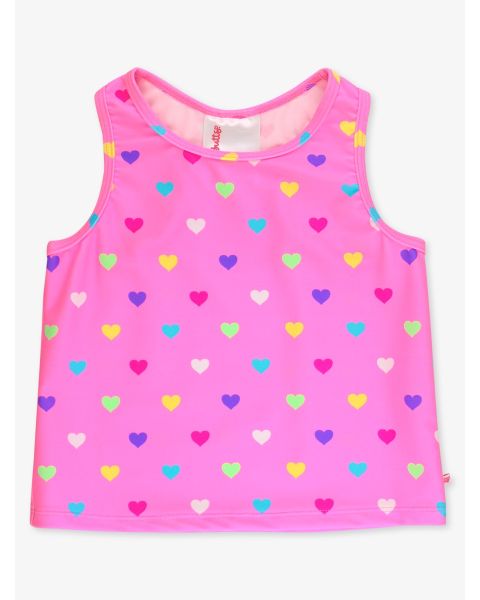 Neon Pink Colorful Hearts Active Tank Top