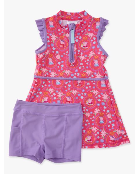 Dress Up Peppa Pig Active Sleeveless Zip Ruffle Sleeve Dress & Bike Short Set
