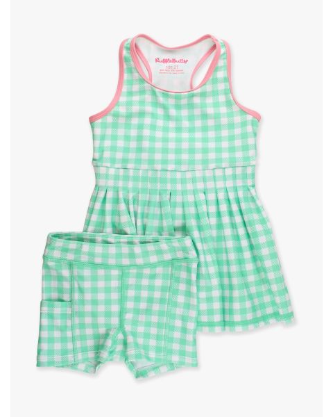Spring Green Gingham Active Dress & Bike Short Set