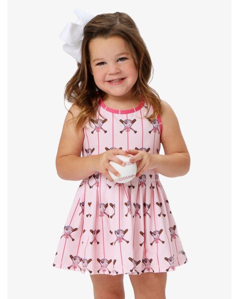 Pink Batter Up Active Dress & Bike Short Set