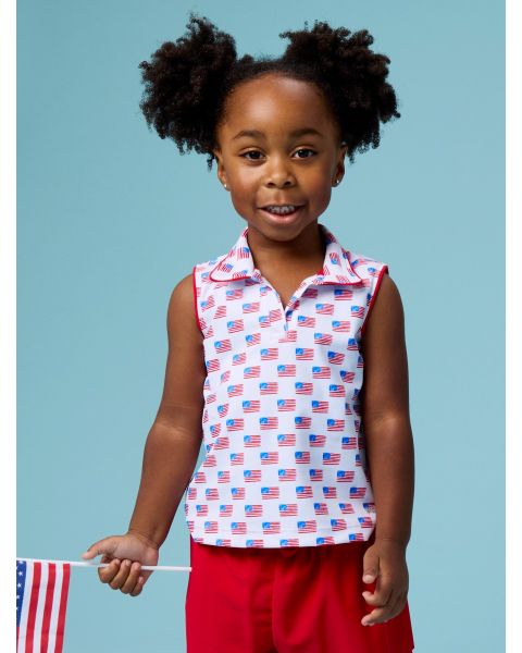 Freedom Flags Sleeveless Polo Active Top