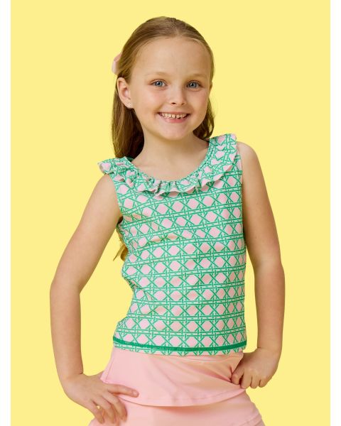 Pink Coastal Cane Active Ruffle Tank Top