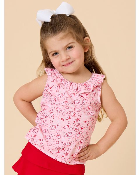 Pink Bandana Active Ruffle Tank Top