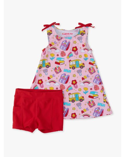 Classroom Cutie Active A-Line Bow Dress & Bike Short Set