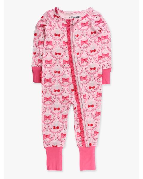 Love You Cherry Much Convertible Ruffle One Piece Pajama, Bamboo Viscose