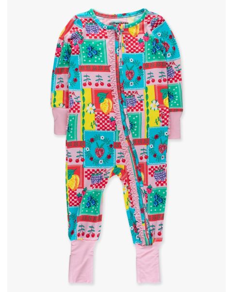 Picnic Party Convertible Ruffle One Piece Pajama, Bamboo Viscose