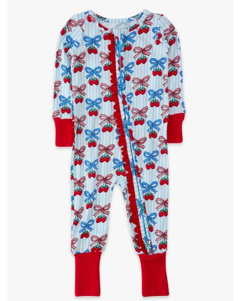 Berries & Bows Convertible Ruffle One Piece Pajama, Bamboo Viscose