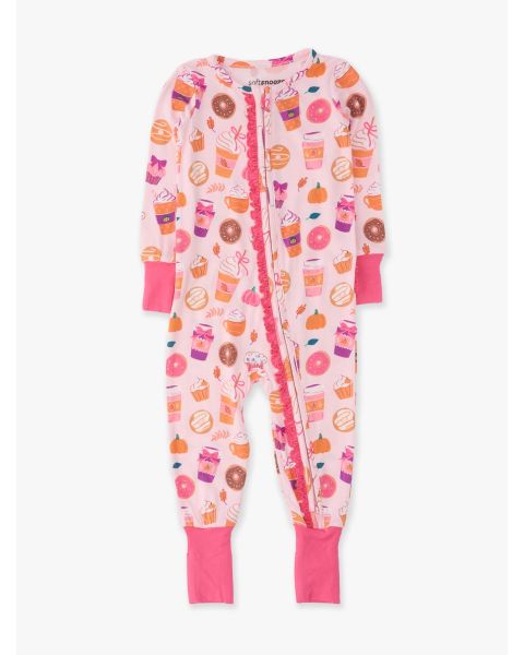 Autumn Spice Convertible Ruffle One Piece Pajama, Bamboo Viscose