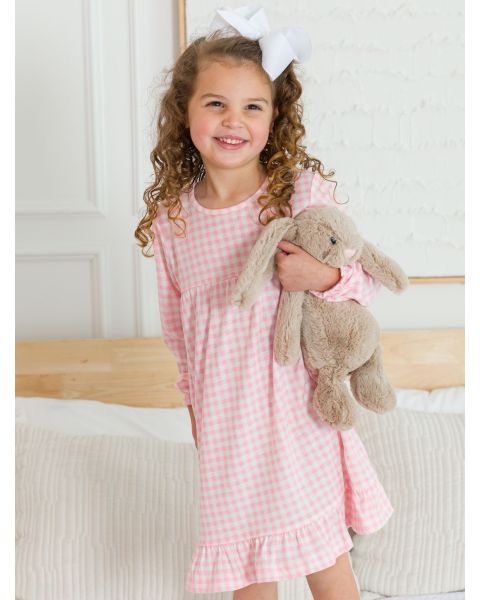 Pink Gingham Pajama Night Gown