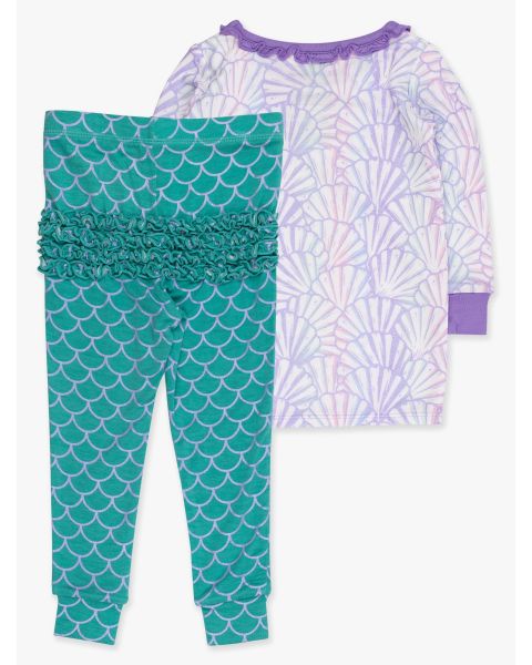 Magical Mermaid Ruffle Long Sleeve Pajama Set, Bamboo Viscose