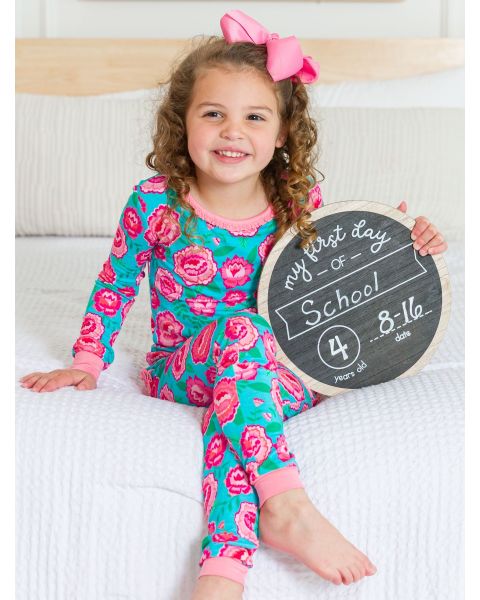 Bright Blossoms Ruffle Long Sleeve Pajama Set
