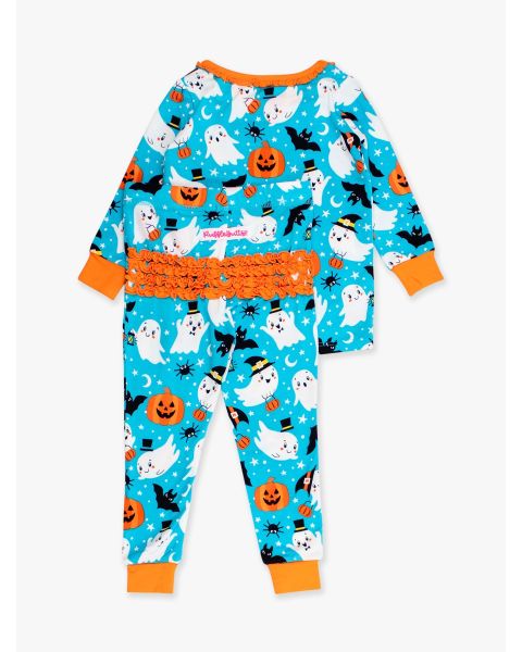Happy Halloween Ruffle Long Sleeve Pajama Set, Bamboo Viscose