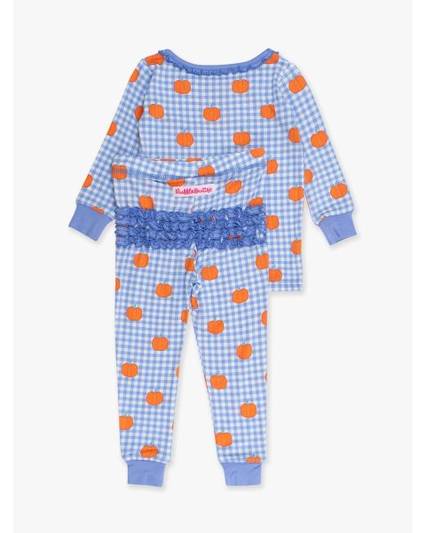 Pumpkin Patch Gingham Ruffle Long Sleeve Pajama Set, Bamboo Viscose