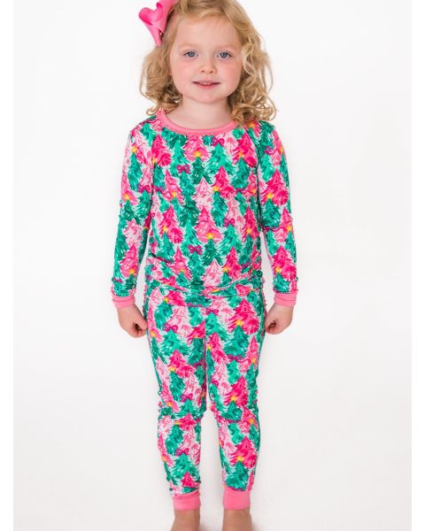 Pink Jolly Grove Ruffle Long Sleeve Pajama Set
